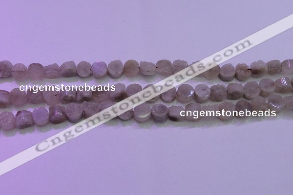 CAG8430 15.5 inches 10mm coin grey druzy agate gemstone beads