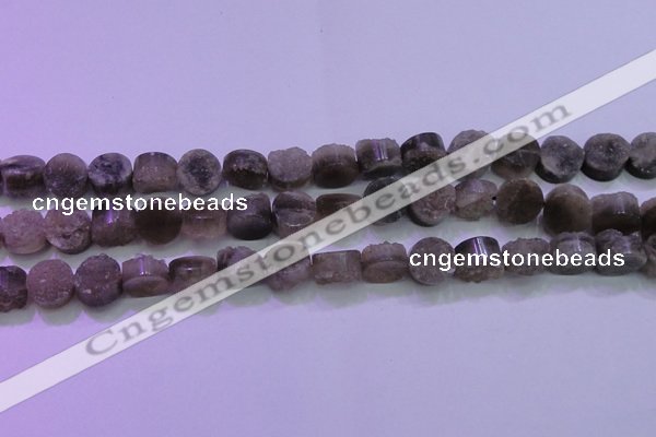 CAG8431 15.5 inches 12mm coin grey druzy agate gemstone beads