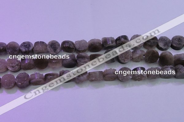 CAG8432 15.5 inches 14mm coin grey druzy agate gemstone beads