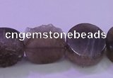 CAG8434 15.5 inches 18mm coin grey druzy agate gemstone beads