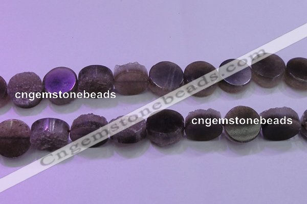 CAG8436 15.5 inches 22mm coin grey druzy agate gemstone beads