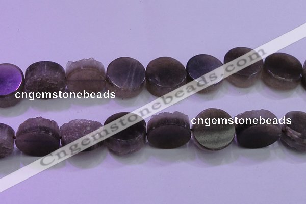 CAG8439 15.5 inches 30mm coin grey druzy agate gemstone beads