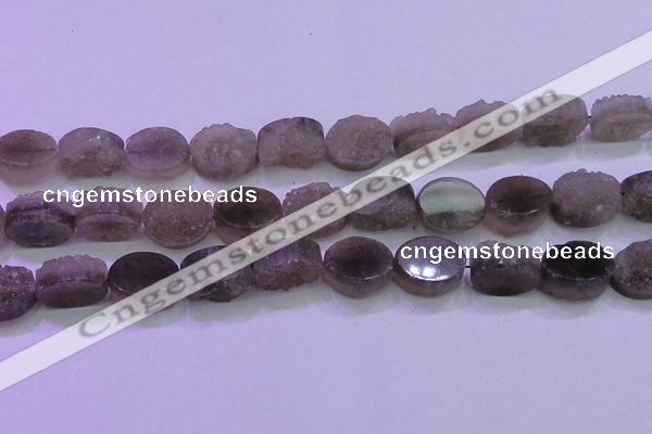 CAG8444 15.5 inches 15*20mm oval grey druzy agate gemstone beads