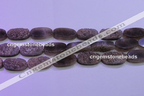 CAG8447 15.5 inches 15*30mm oval grey druzy agate gemstone beads