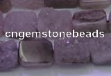 CAG8451 15.5 inches 10*14mm rectangle grey druzy agate gemstone beads