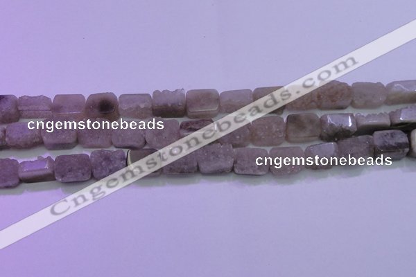 CAG8451 15.5 inches 10*14mm rectangle grey druzy agate gemstone beads