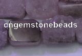 CAG8454 15.5 inches 15*20mm rectangle grey druzy agate gemstone beads