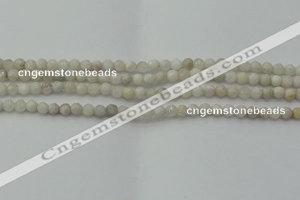 CAG8513 15.5 inches 4mm faceted round grey agate beads wholesale