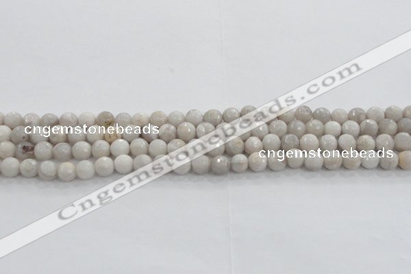 CAG8515 15.5 inches 8mm faceted round grey agate beads wholesale