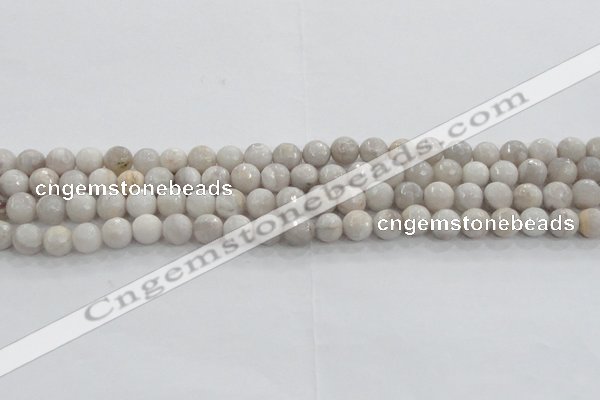 CAG8516 15.5 inches 10mm faceted round grey agate beads wholesale