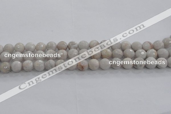 CAG8517 15.5 inches 12mm faceted round grey agate beads wholesale