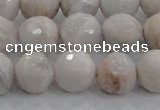 CAG8518 15.5 inches 14mm faceted round grey agate beads wholesale