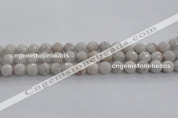 CAG8518 15.5 inches 14mm faceted round grey agate beads wholesale