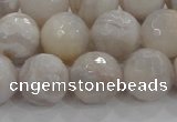 CAG8519 15.5 inches 16mm faceted round grey agate beads wholesale