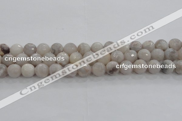 CAG8519 15.5 inches 16mm faceted round grey agate beads wholesale