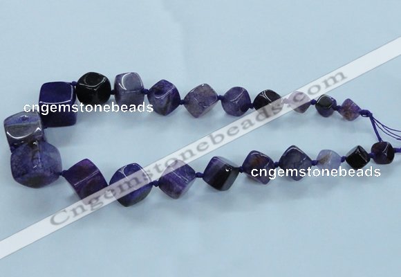 CAG8523 15.5 inches 9*10mm - 23*24mm cube dragon veins agate beads