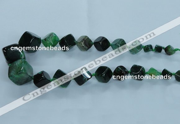 CAG8525 15.5 inches 9*10mm - 23*24mm cube dragon veins agate beads