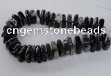 CAG8550 15.5 inches 9*23mm - 10*25mm square black line agate beads