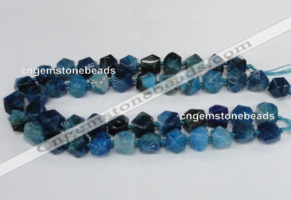 CAG8554 12*14mm - 14*15mm faceted nuggets dragon veins agate beads