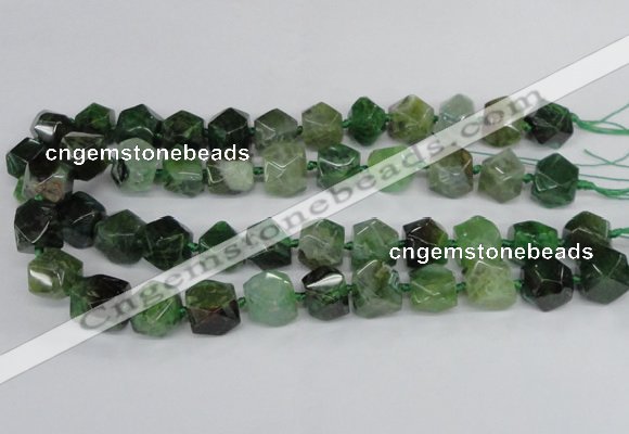 CAG8555 12*14mm - 14*15mm faceted nuggets dragon veins agate beads