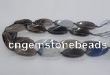 CAG8568 20*40mm faceted & twisted oval grey agate beads wholesale