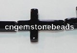 CAG8570 15.5 inches 22*30mm cross black agate gemstone beads