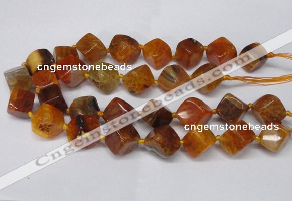 CAG8572 15.5 inches 15*16mm - 17*18mm cube dragon veins agate beads