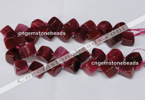 CAG8574 15.5 inches 15*16mm - 17*18mm cube dragon veins agate beads