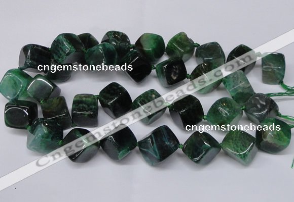 CAG8576 15.5 inches 15*16mm - 17*18mm cube dragon veins agate beads