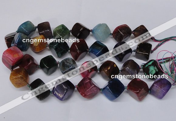 CAG8577 15.5 inches 15*16mm - 17*18mm cube dragon veins agate beads