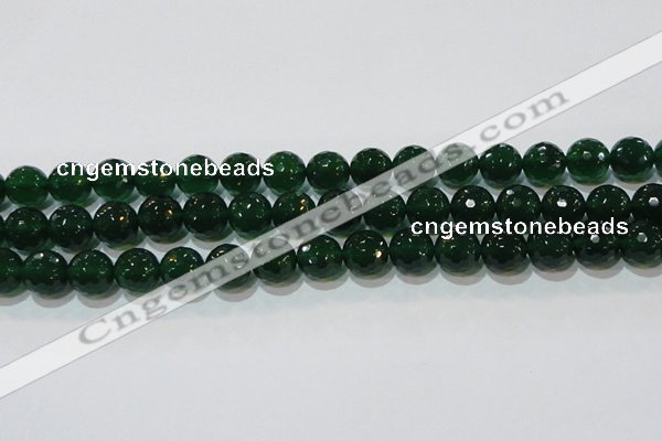 CAG8585 15.5 inches 14mm faceted round green agate gemstone beads