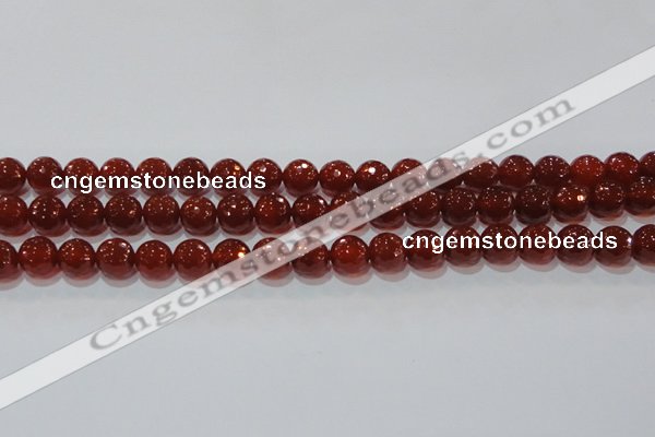 CAG8592 15.5 inches 10mm faceted round red agate gemstone beads