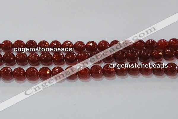 CAG8594 15.5 inches 14mm faceted round red agate gemstone beads