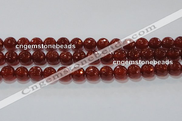 CAG8595 15.5 inches 16mm faceted round red agate gemstone beads