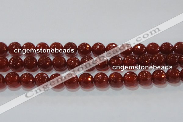 CAG8596 15.5 inches 18mm faceted round red agate gemstone beads