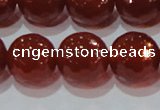 CAG8597 15.5 inches 20mm faceted round red agate gemstone beads