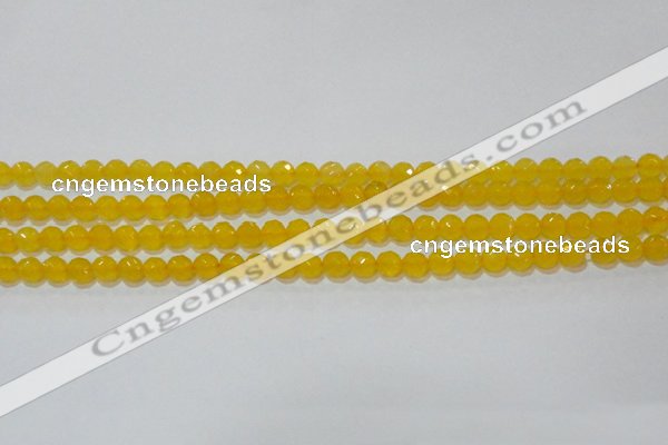 CAG8601 15.5 inches 6mm faceted round yellow agate gemstone beads