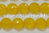 CAG8605 15.5 inches 14mm faceted round yellow agate gemstone beads