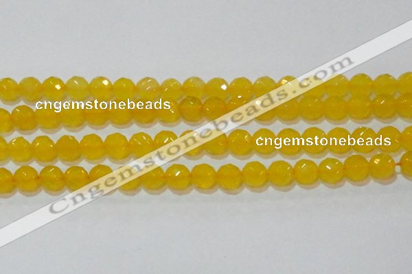 CAG8605 15.5 inches 14mm faceted round yellow agate gemstone beads