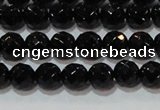 CAG8611 15.5 inches 8mm faceted round black agate gemstone beads