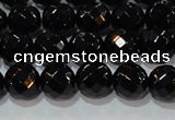 CAG8612 15.5 inches 10mm faceted round black agate gemstone beads