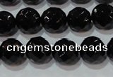 CAG8613 15.5 inches 12mm faceted round black agate gemstone beads