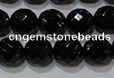 CAG8614 15.5 inches 14mm faceted round black agate gemstone beads