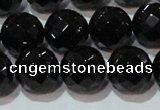 CAG8615 15.5 inches 16mm faceted round black agate gemstone beads