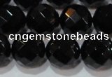 CAG8616 15.5 inches 18mm faceted round black agate gemstone beads