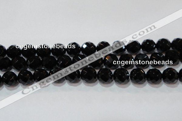 CAG8617 15.5 inches 20mm faceted round black agate gemstone beads