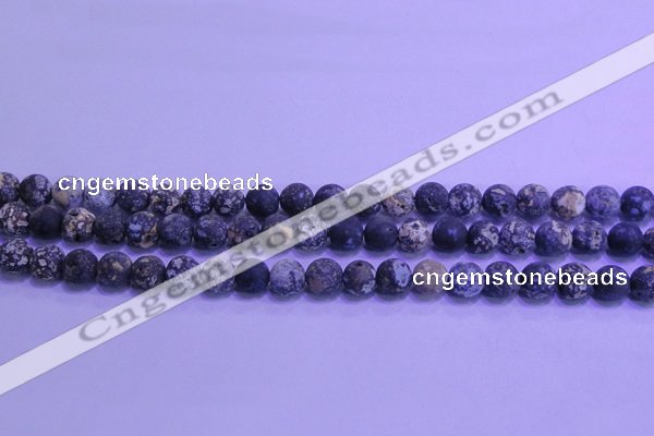 CAG8651 15.5 inches 6mm round matte blue ocean agate beads