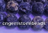 CAG8654 15.5 inches 12mm round matte blue ocean agate beads