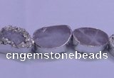 CAG8660 7.5 inches 13*18mm freeform silver plated druzy agate beads