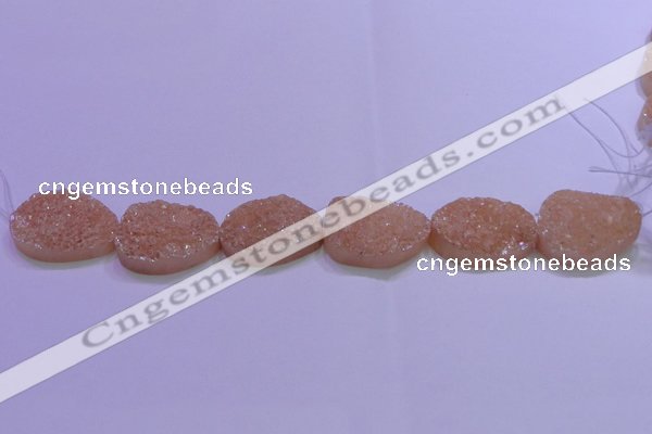 CAG8666 7.5 inches 22*30mm freeform champagne plated druzy agate beads